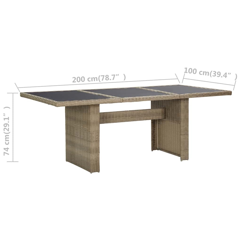 vidaXL PE Rattan and Powder-Coated Steel Dining Table in Brown/Black