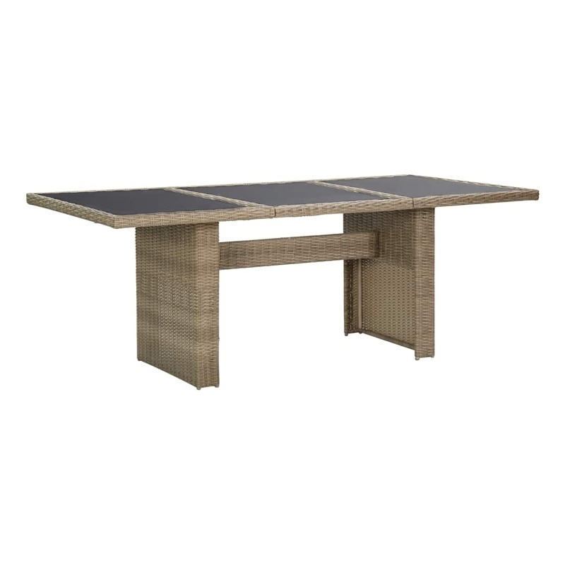 vidaXL PE Rattan and Powder-Coated Steel Dining Table in Brown/Black