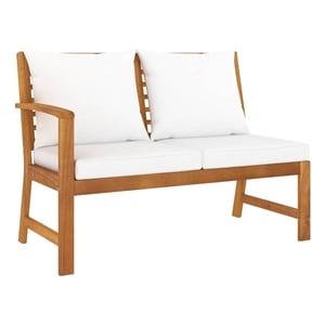 vidaXL Solid Acacia Wood Garden Bench in Brown/Cream