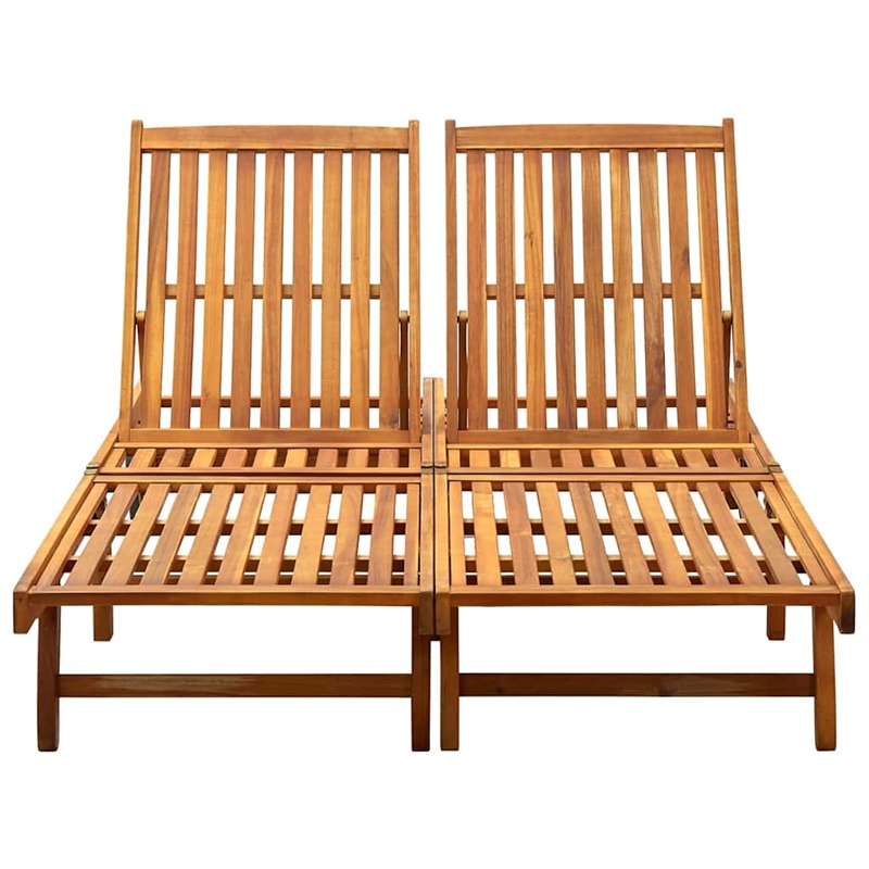 vidaXL Solid Acacia Wood Large Sunlounger in Natural