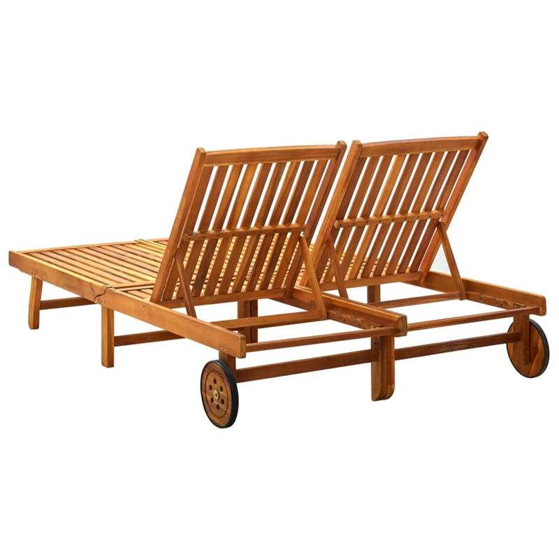 vidaXL Solid Acacia Wood Large Sunlounger in Natural