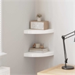 vidaXL MDF and Metal Corner Shelf in White Honeycomb (Set of 2)