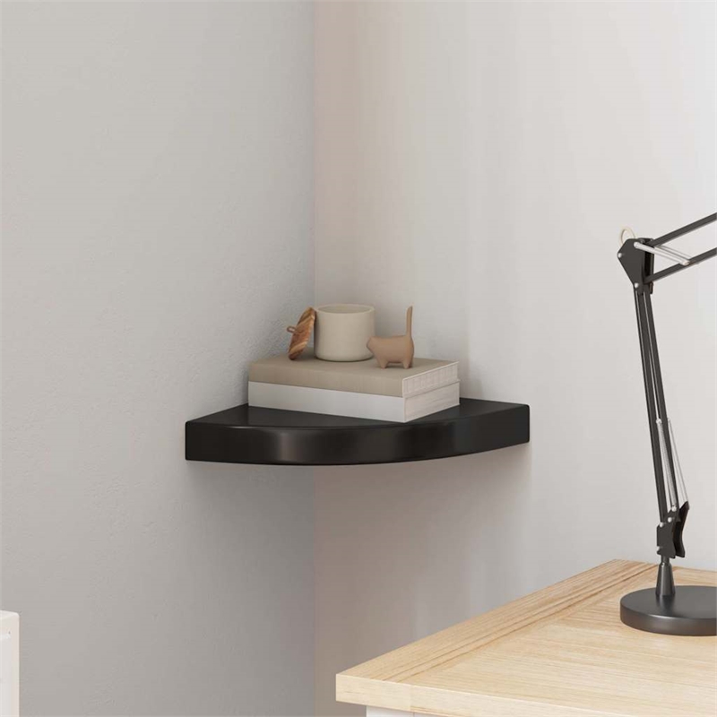 vidaXL MDF and Metal Corner Shelf in Black Honeycomb