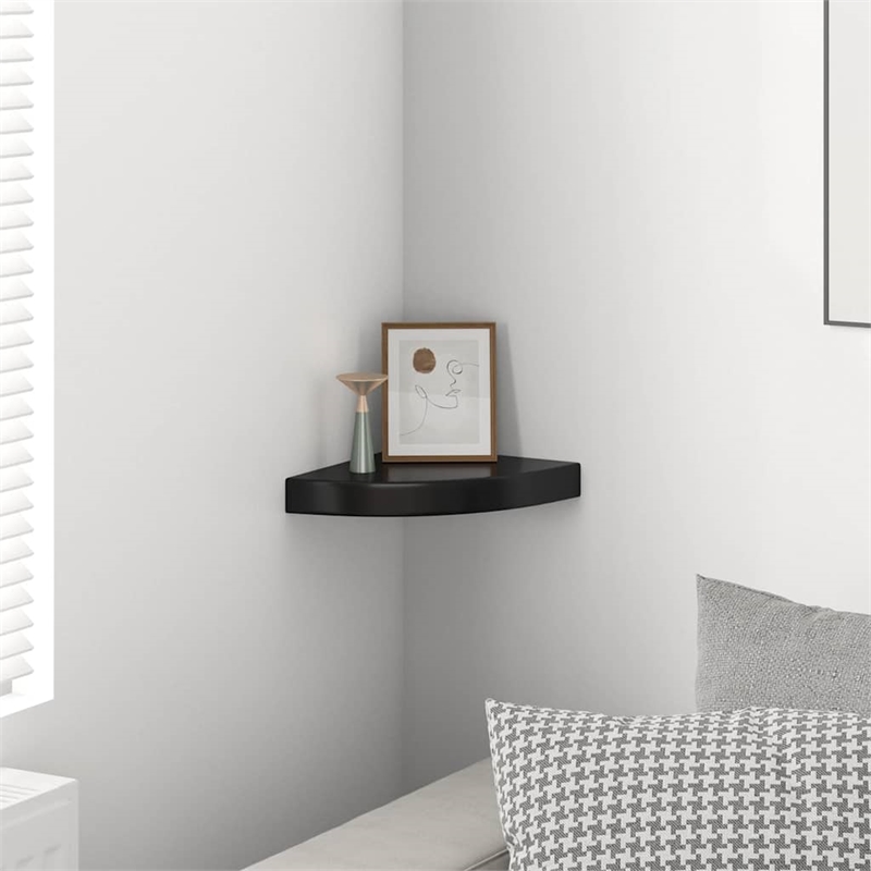 vidaXL MDF and Metal Corner Shelf in Black Honeycomb