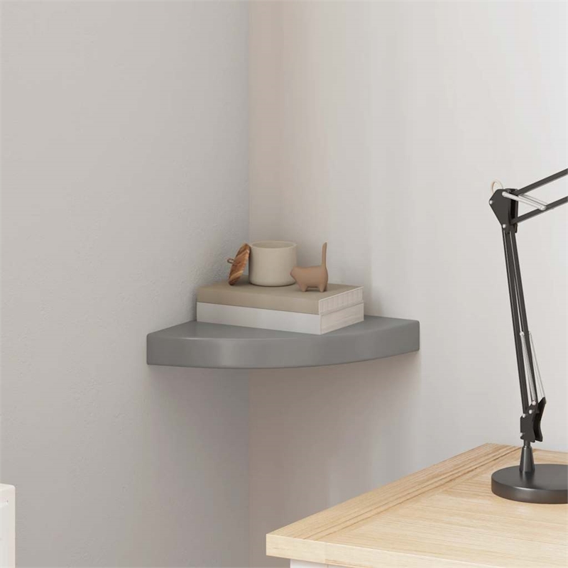 vidaXL MDF and Metal Corner Shelf in Gray Honeycomb