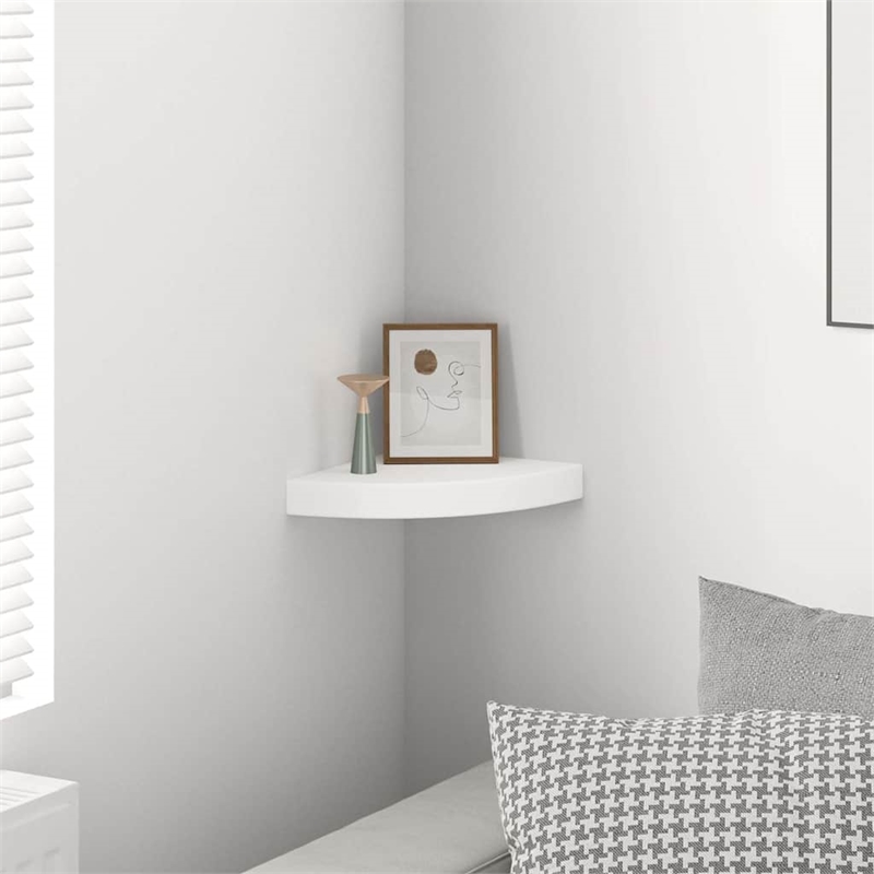 vidaXL MDF Wall Mounted Corner Shelf in White Honeycomb