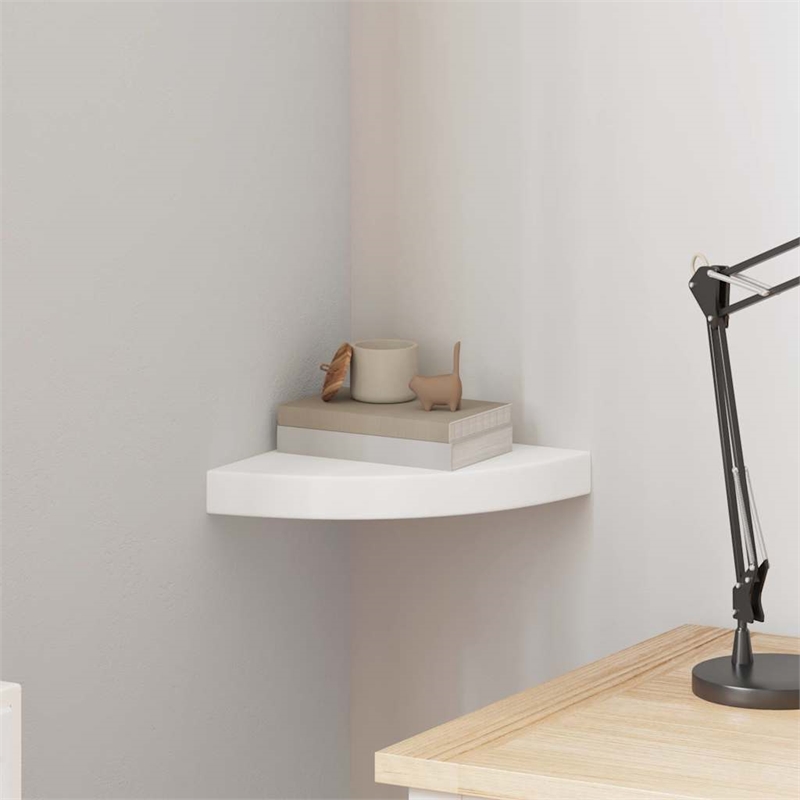vidaXL MDF Wall Mounted Corner Shelf in White Honeycomb