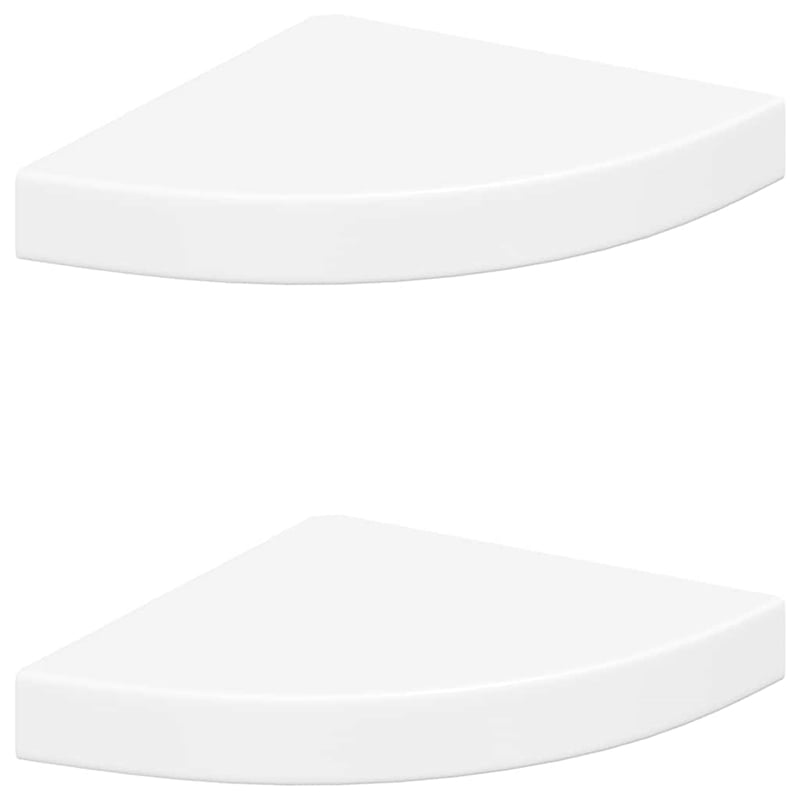 vidaXL MDF and Metal Corner Shelf in White Honeycomb (Set of 2)