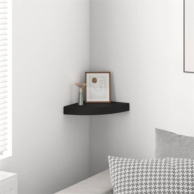 vidaXL MDF & Metal Wall Mounted Corner Shelf in Black Honeycomb