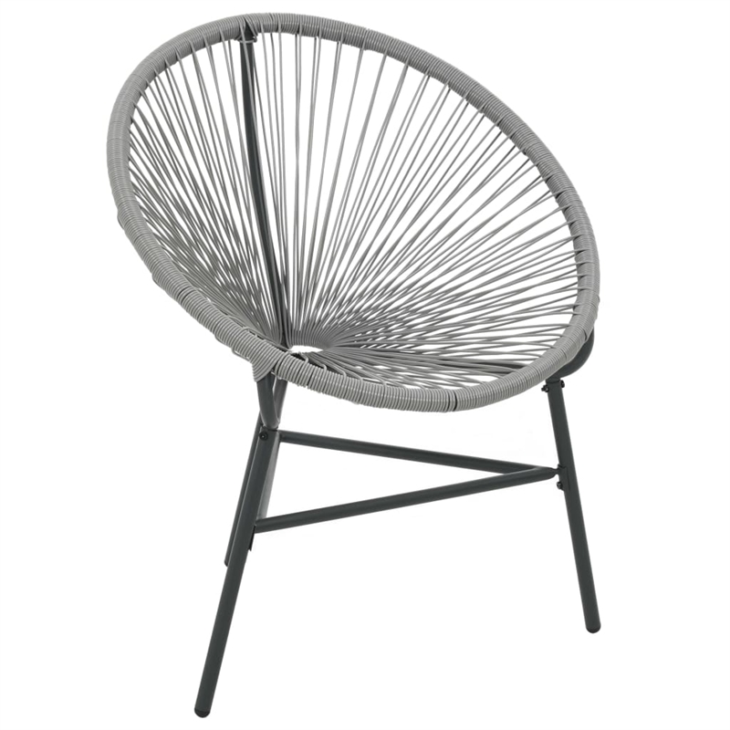 vidaXL Polyethylene Rattan Round Modern Moon Chair in Gray