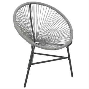 vidaXL Polyethylene Rattan Round Modern Moon Chair in Gray