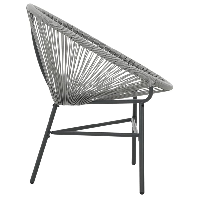 vidaXL Polyethylene Rattan Round Modern Moon Chair in Gray