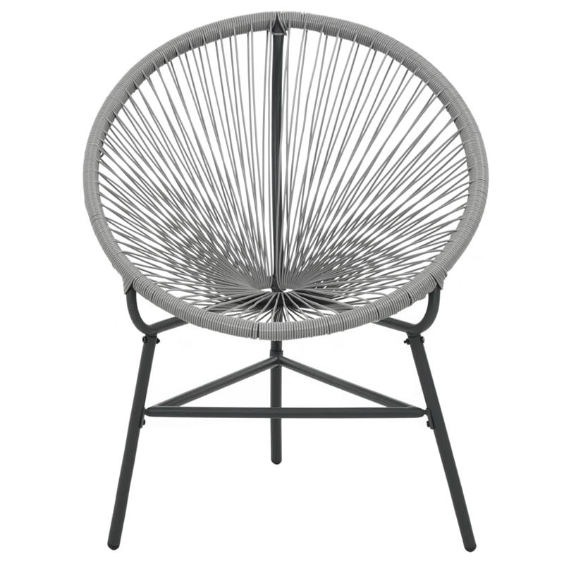 vidaXL Polyethylene Rattan Round Modern Moon Chair in Gray