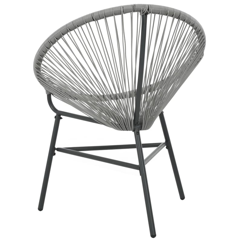 vidaXL Polyethylene Rattan Round Modern Moon Chair in Gray