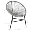 vidaXL Polyethylene Rattan Round Modern Moon Chair in Gray
