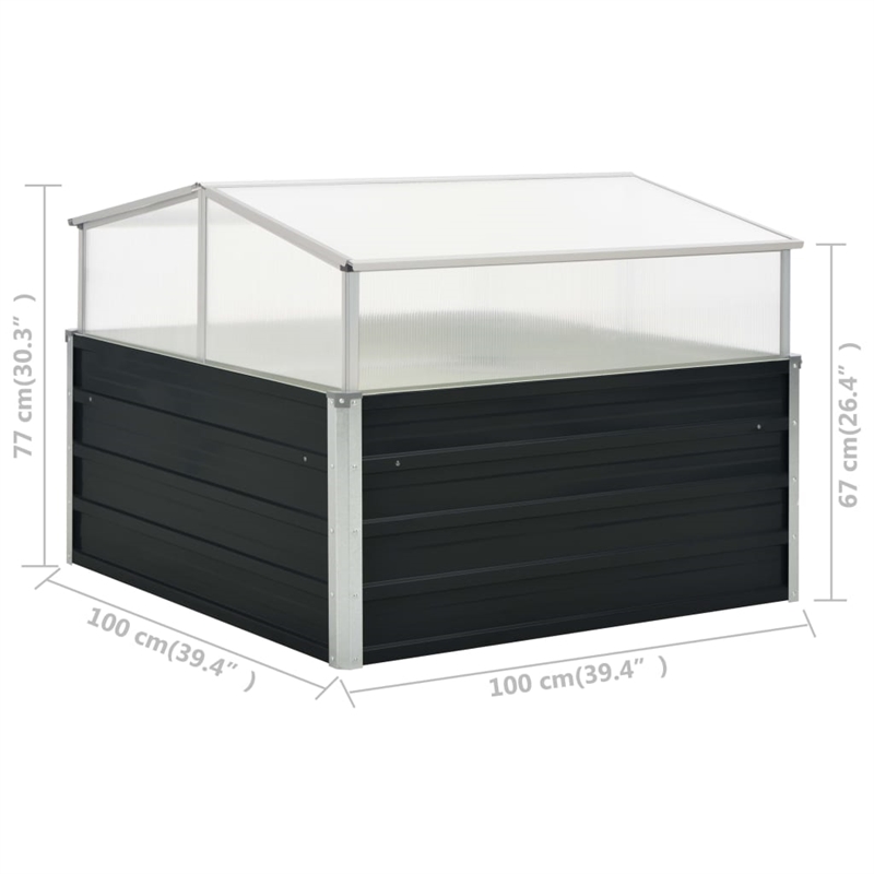 vidaXL Medium Galvanized Steel Garden Planter in Anthracite