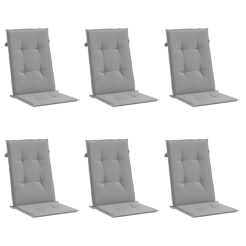 vidaXL Highback Chair Cushion in Gray (Set of 6))
