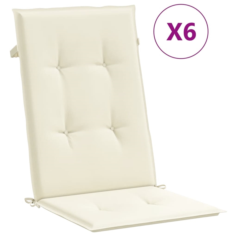 vidaXL Highback Chair Cushion in Cream (Set of 6)