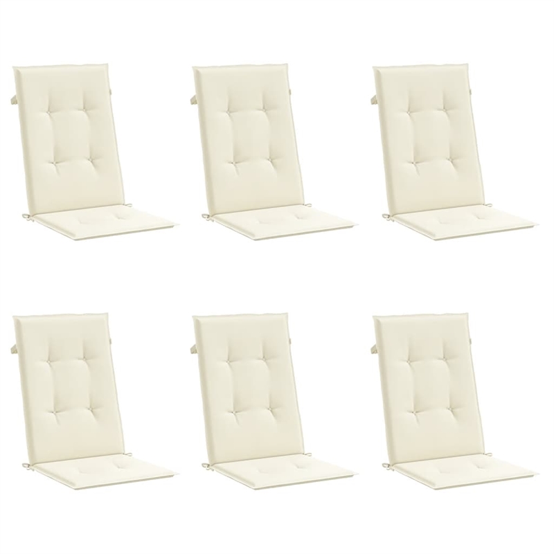 vidaXL Highback Chair Cushion in Cream (Set of 6)
