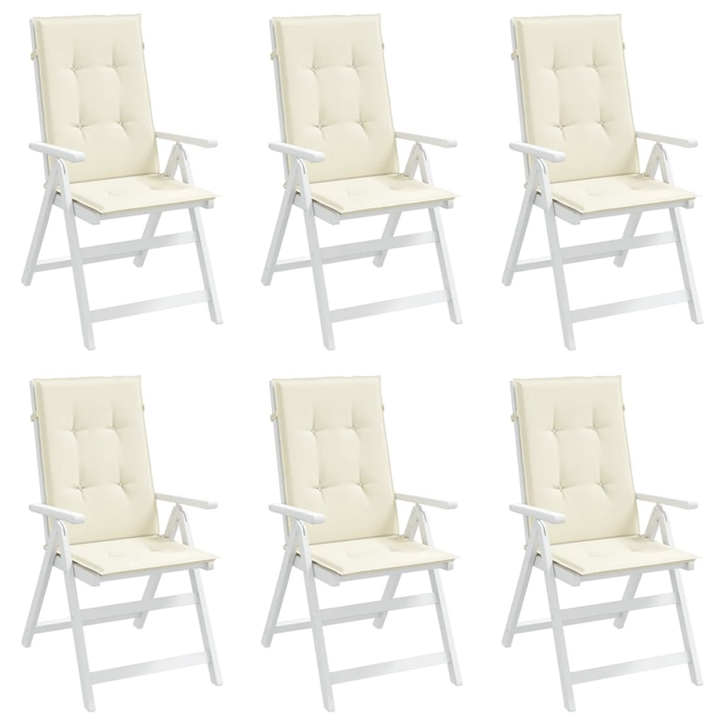 vidaXL Highback Chair Cushion in Cream (Set of 6)