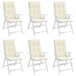 vidaXL Highback Chair Cushion in Cream (Set of 6)