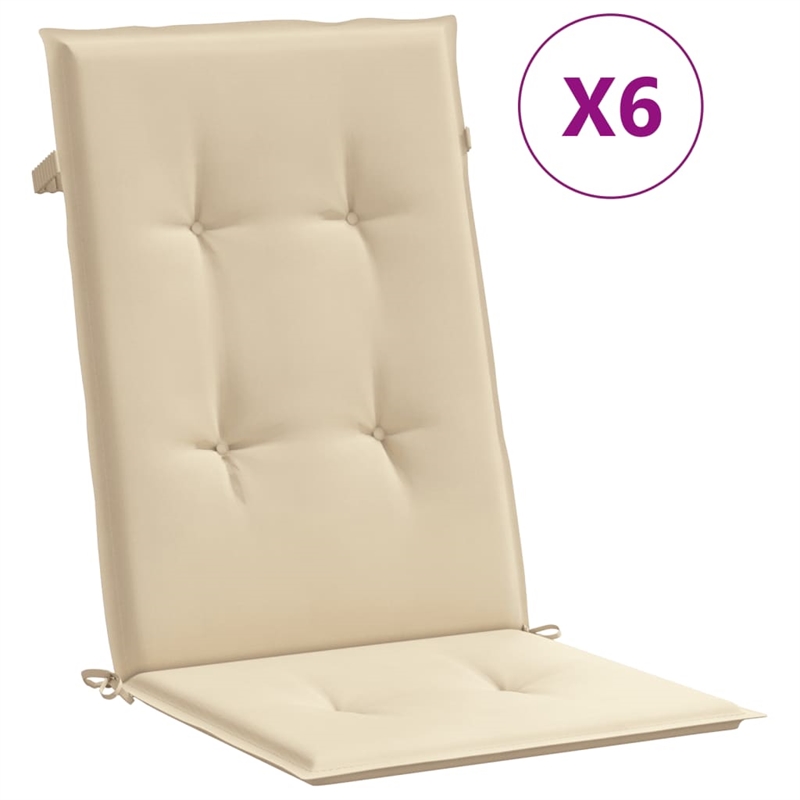 vidaXL Highback Chair Cushion in Beige (Set of 6)