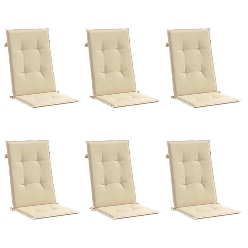 vidaXL Highback Chair Cushion in Beige (Set of 6)