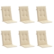vidaXL Highback Chair Cushion in Beige (Set of 6)
