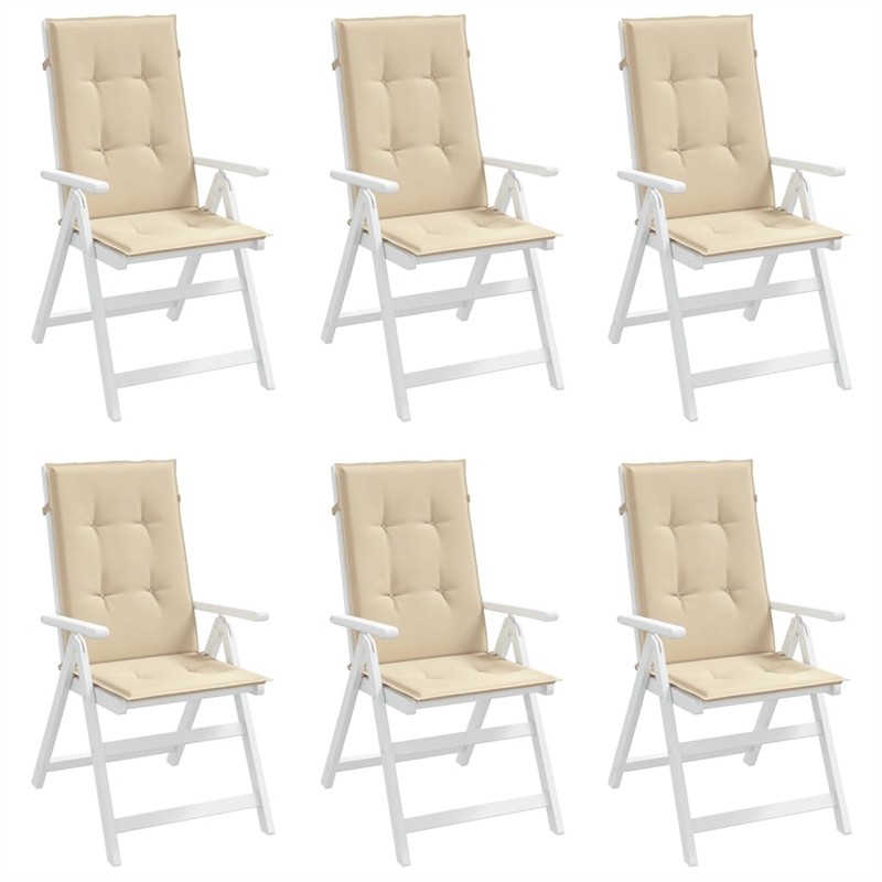 vidaXL Highback Chair Cushion in Beige (Set of 6)