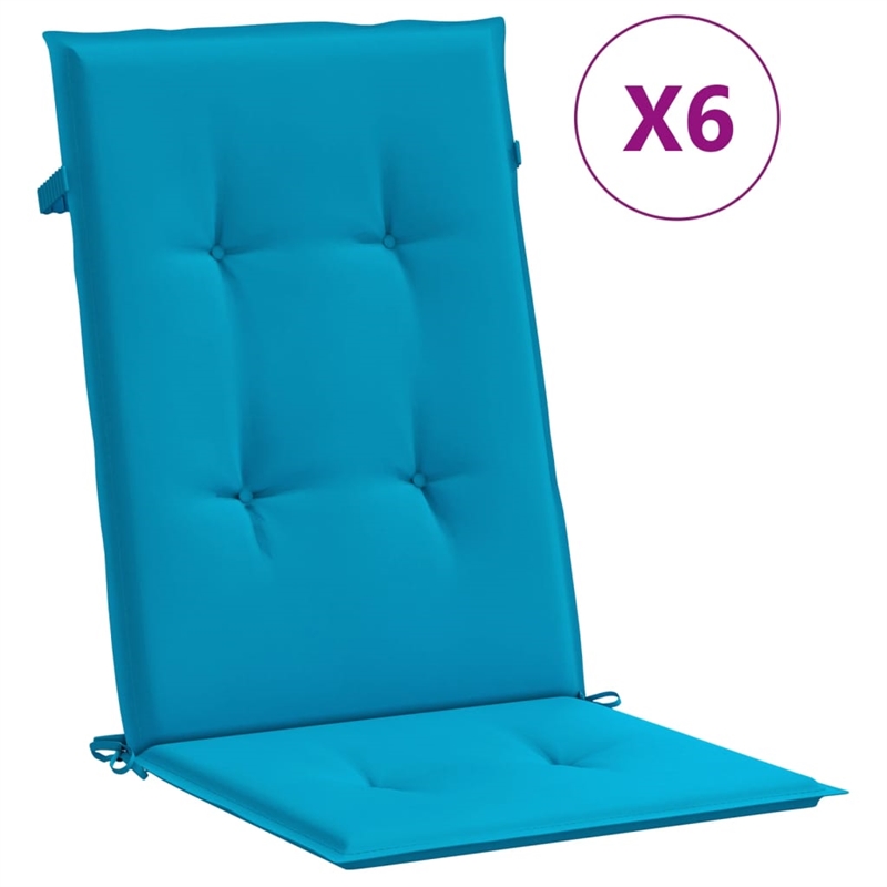 vidaXL Highback Chair Cushion in Blue (Set of 6)