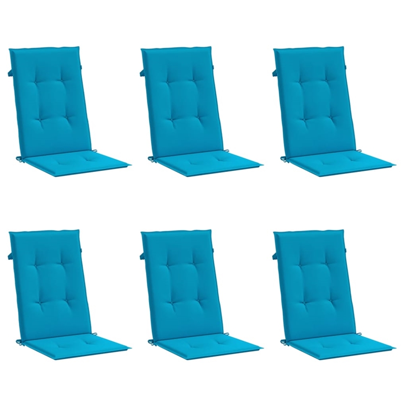 vidaXL Highback Chair Cushion in Blue (Set of 6)