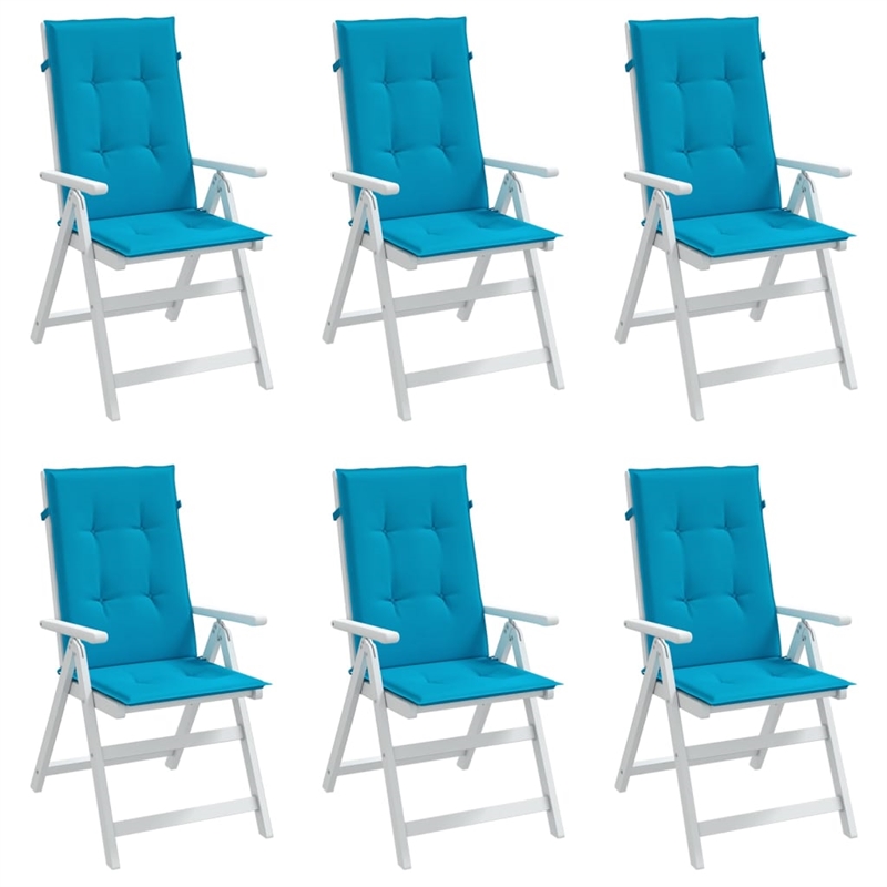 vidaXL Highback Chair Cushion in Blue (Set of 6)