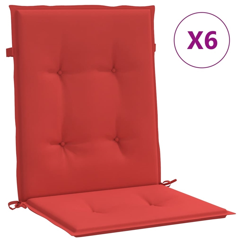 vidaXL Lowback Chair Cushion in Red (Set of 6)