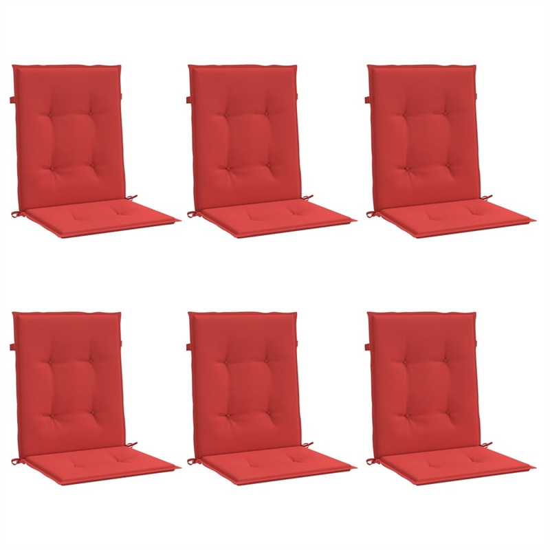 vidaXL Lowback Chair Cushion in Red (Set of 6)