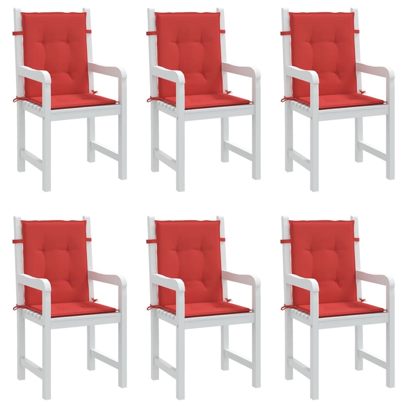 vidaXL Lowback Chair Cushion in Red (Set of 6)