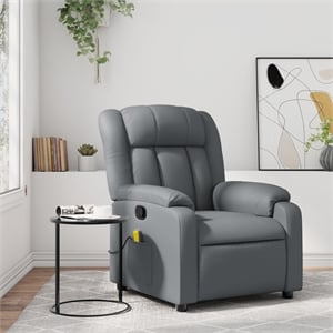 vidaXL Massage Recliner Chair in Gray Faux Leather