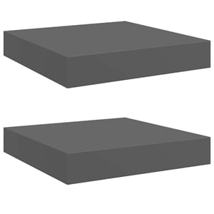 vidaXL MDF and Metal Wall Shelf in Gray Honeycomb (Set of 2)
