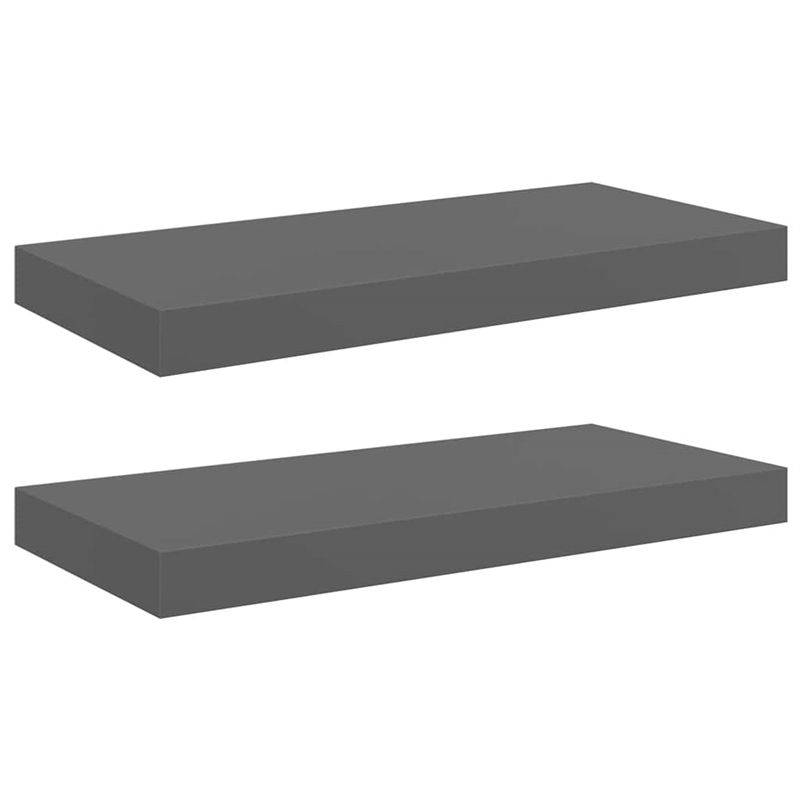 vidaXL MDF and Metal Wall Shelf in Gray Honeycomb (Set of 2)