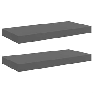 vidaXL MDF and Metal Wall Shelf in Gray Honeycomb (Set of 2)