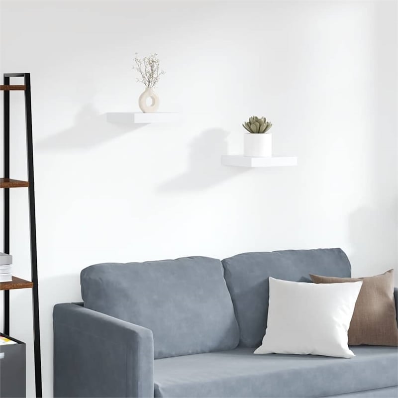 vidaXL MDF and Metal Wall Shelf in White Honeycomb (Set of 2)