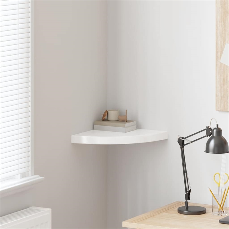 vidaXL MDF and Metal Corner Shelf in White Honeycomb