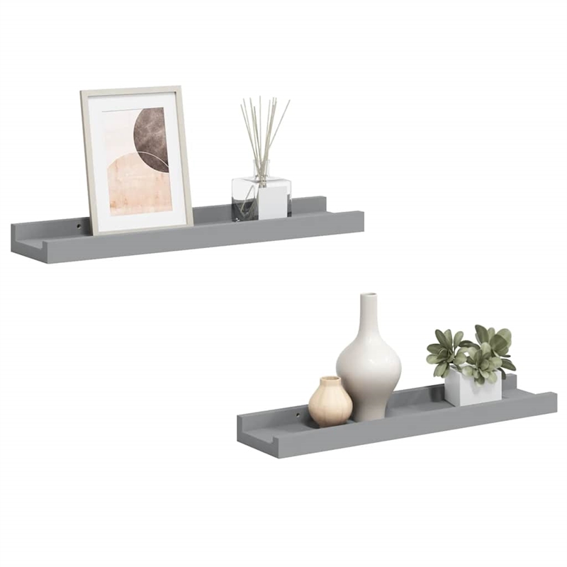 vidaXL MDF Frame Ledge Shelf in Gray (Set of 2)