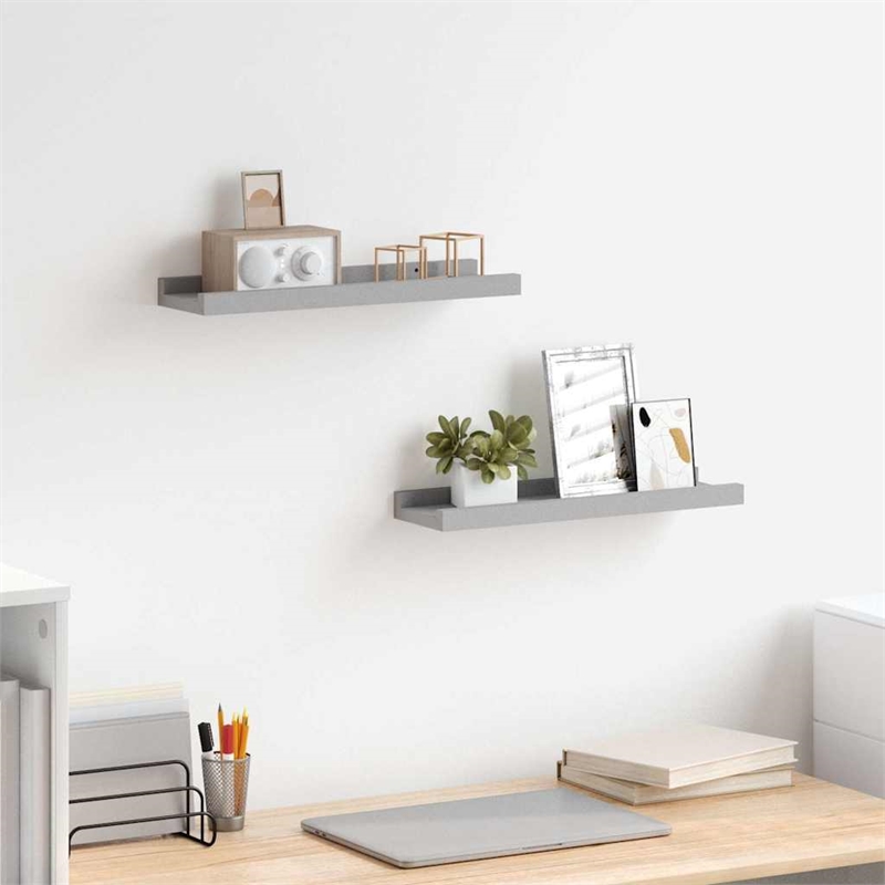 vidaXL MDF Frame Ledge Shelf in Gray (Set of 2)
