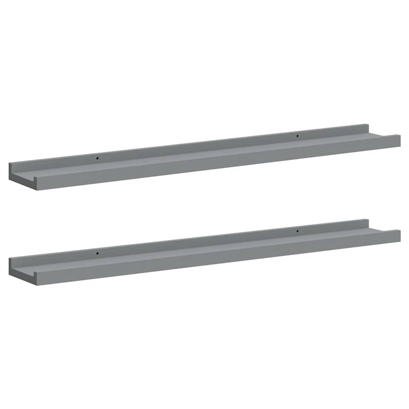 vidaXL Lacquered MDF Frame Ledge Shelf in Gray (Set of 2)