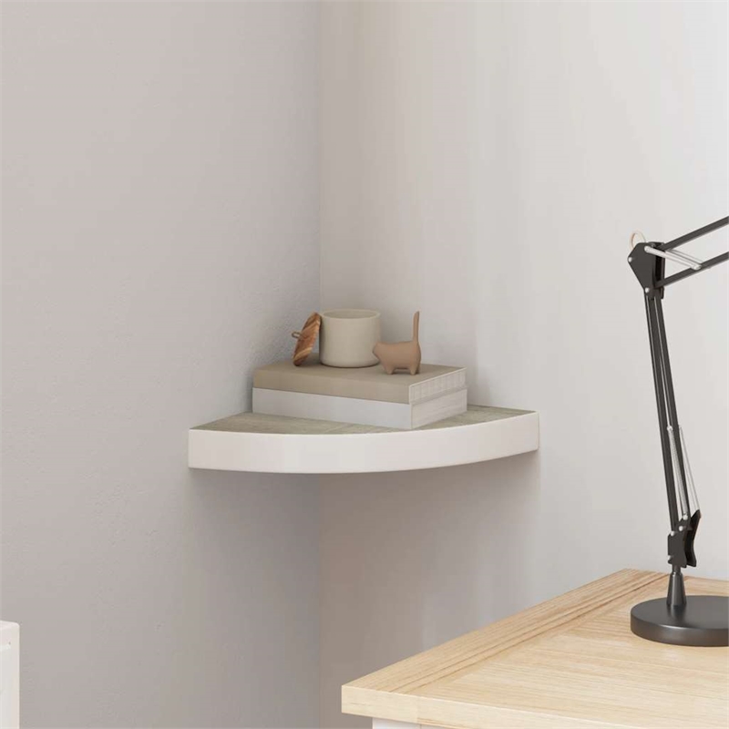 vidaXL MDF & Metal Wall Mounted Corner Shelf in Oak and White Honeycomb