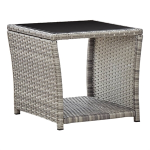 vidaXL Poly Rattan Compact Durable Coffee Table in Gray and Black
