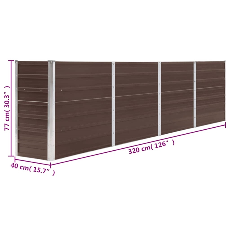 vidaXL Large Galvanized Steel Garden Planter in Brown