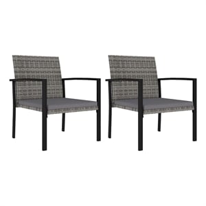 vidaXL Poly Rattan Dining Chair Gray (Set of 2)