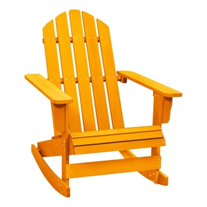 vidaXL Solid Fir Wood Medium Ergonomic Garden Rocking Chair in Orange