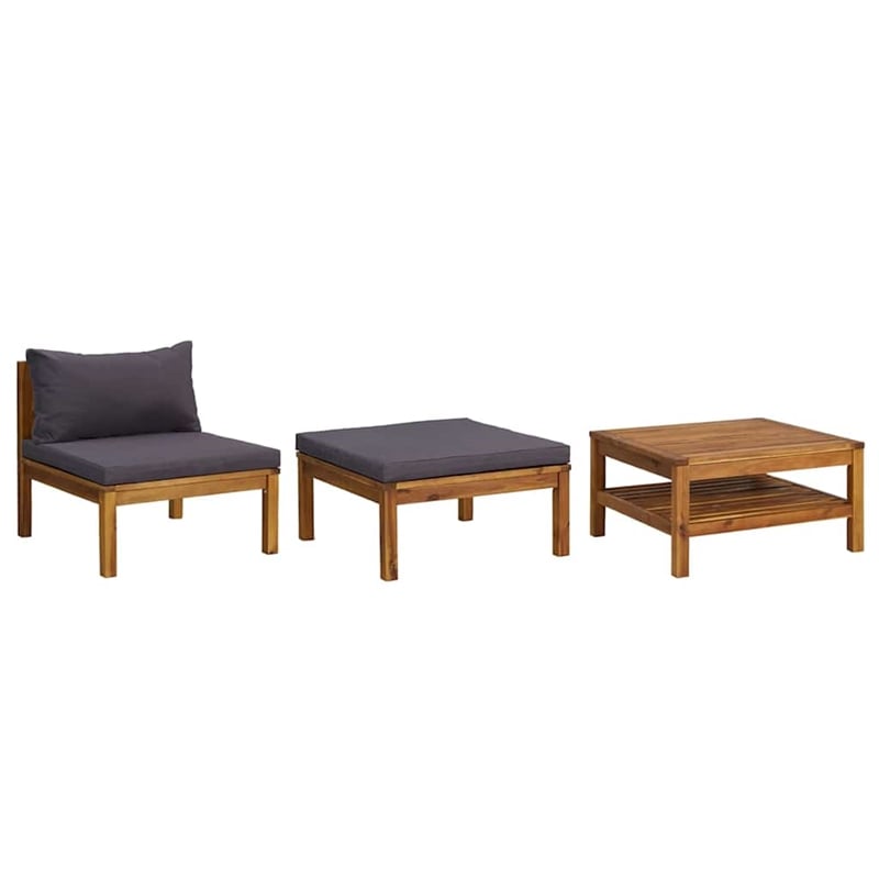 vidaXL Solid Acacia Wood Garden Lounge Set in Dark Gray